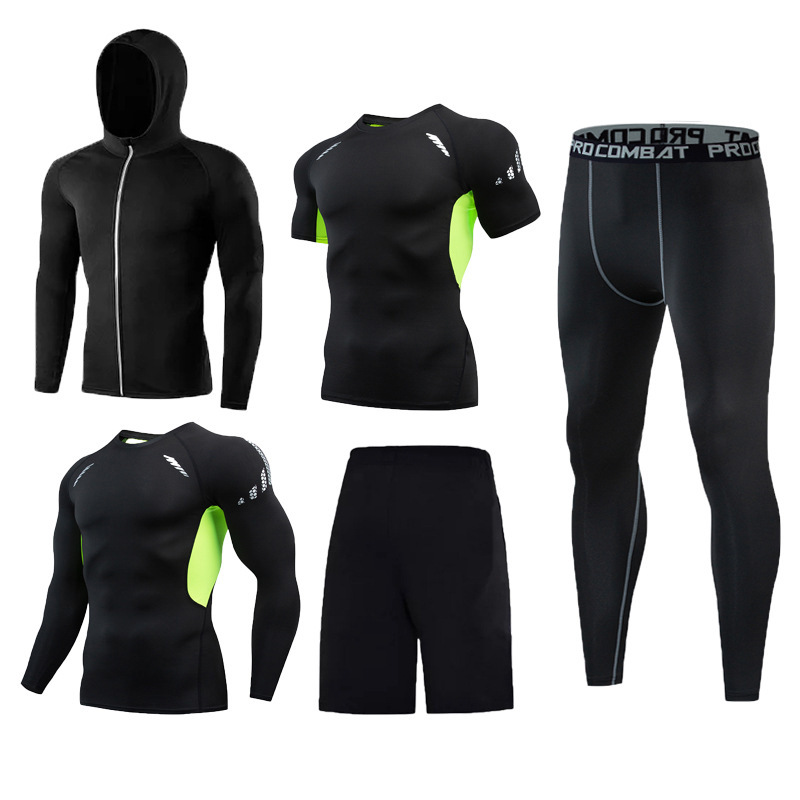 Domestic sub-size in stock explosions fitness tight ball training running quick-drying breathable compression sports five-piece set