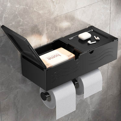 Cross-border Tissue Box Toilet Roll Paper Box Bathroom Paper Storage Box Toilet Tissue Holder Wall-mounted Rack