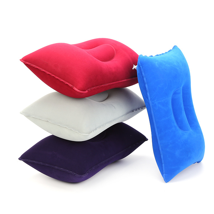 Factory Direct Sale PVC Flocking Inflatable Pillow U-shaped Pillow Sanbao Outdoor Travel Inflatable Pillow Square Pillow Travel Pillow