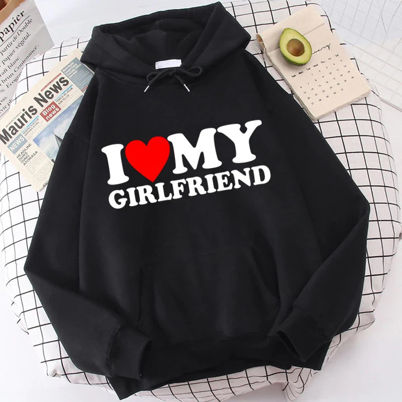 Valentine's Day I Love My Boyfriend Girlfriend foreign trade printed hoodie sweatshirt Harajuku