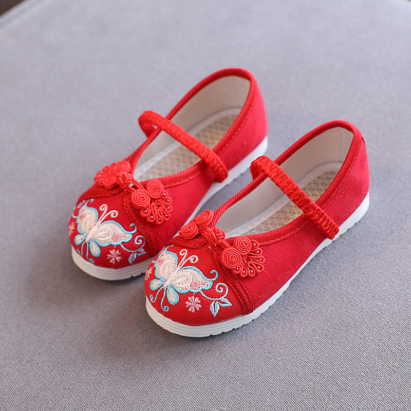 Hanfu shoes Children's ancient style embroidered shoes girls' Chinese style ancient costume shoes baby old Beijing cloth shoes factory direct sales