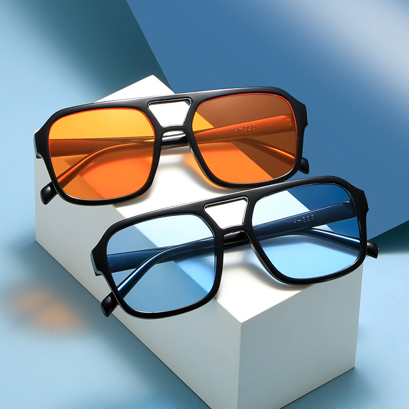 双梁太阳镜方形新款个性韩版潮墨镜复古高级感防紫外线凹造型蹦迪