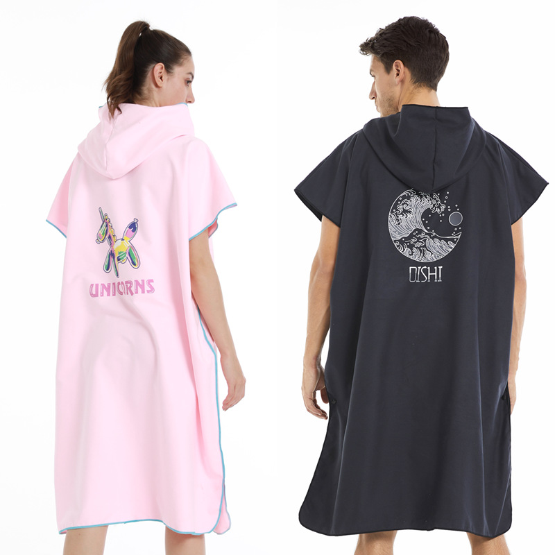 2024 Swimming Quick-drying Beach Towel Cape Hooded Unisex Beach Bathrobe Quick-drying Surf Changing Bathrobe
