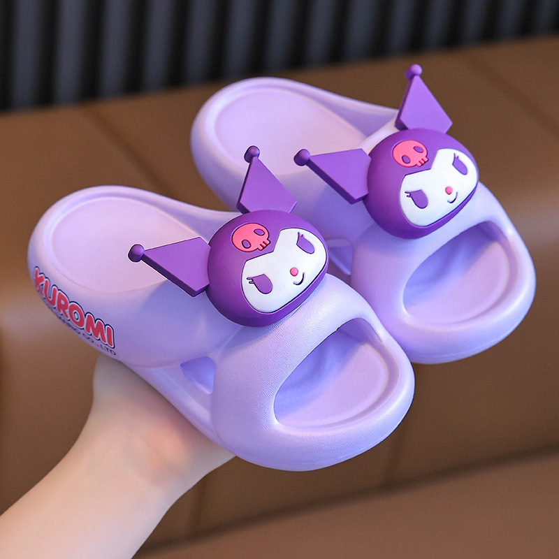 Genuine Sanrio Children's Slippers Girls' Indoor Home Odor Deodorant Non-Slip Kulomi melody One-Word Slippers for Boys