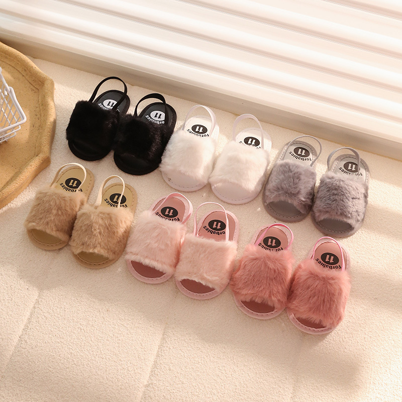 Wholesale summer plush sandals 0-1 year old baby toddler shoes soft bottom female baby princess shoes babyshoes