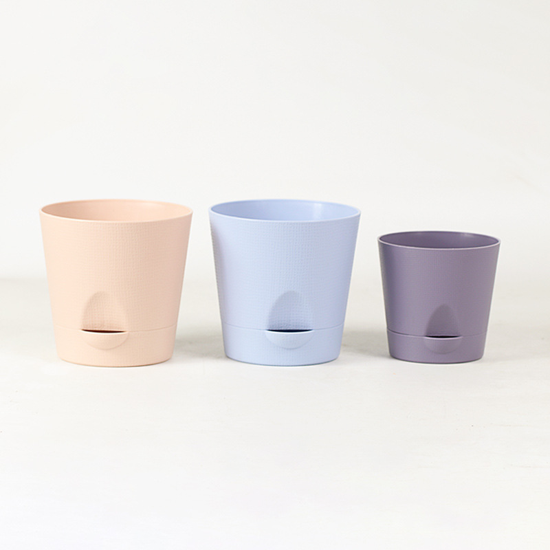 Small pot flower pot plastic desktop planting self-absorbent succulent bamboo mini breathable pot lazy pot wholesale