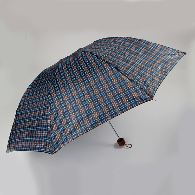 Wholesale Creative Three Folding Inverted Plaid Umbrella Mini Portable Business Sunny Umbrella Subway Station Stall Umbrella