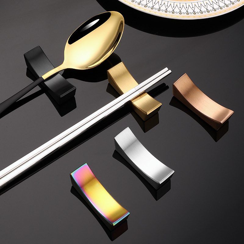 Wholesale 304 stainless steel square chopsticks non-slip half square chopsticks household mildew 6 ring chopsticks stainless steel chopsticks holder