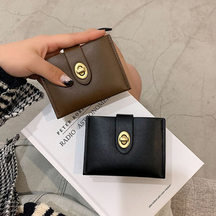 Korean-style Retro Simple Compact pu Pickup Card Bag Women's ins Multi-card Locker Coin Purse with Short Wallet in Hand