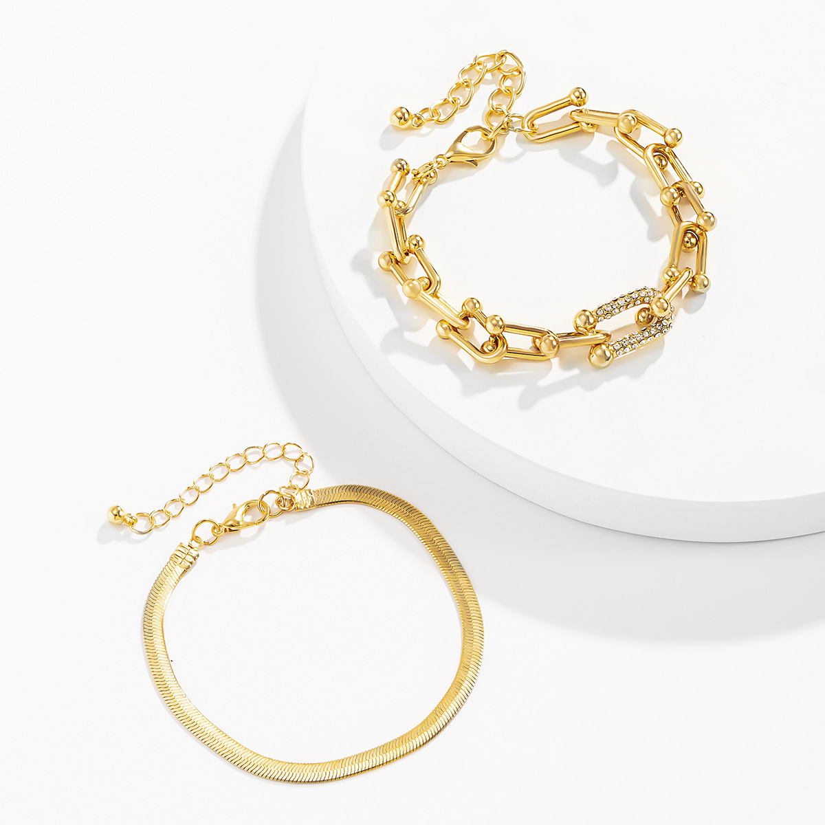 Europe and the United States cross-border jewelry fashion bracelet women Diamond fashion copper chain U link crystal bracelet manufacturers wholesale