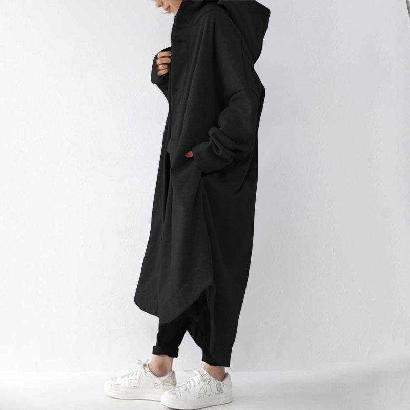 2023 new autumn and winter foreign trade Women's trench coat European and American coat women's hooded mid-length coat