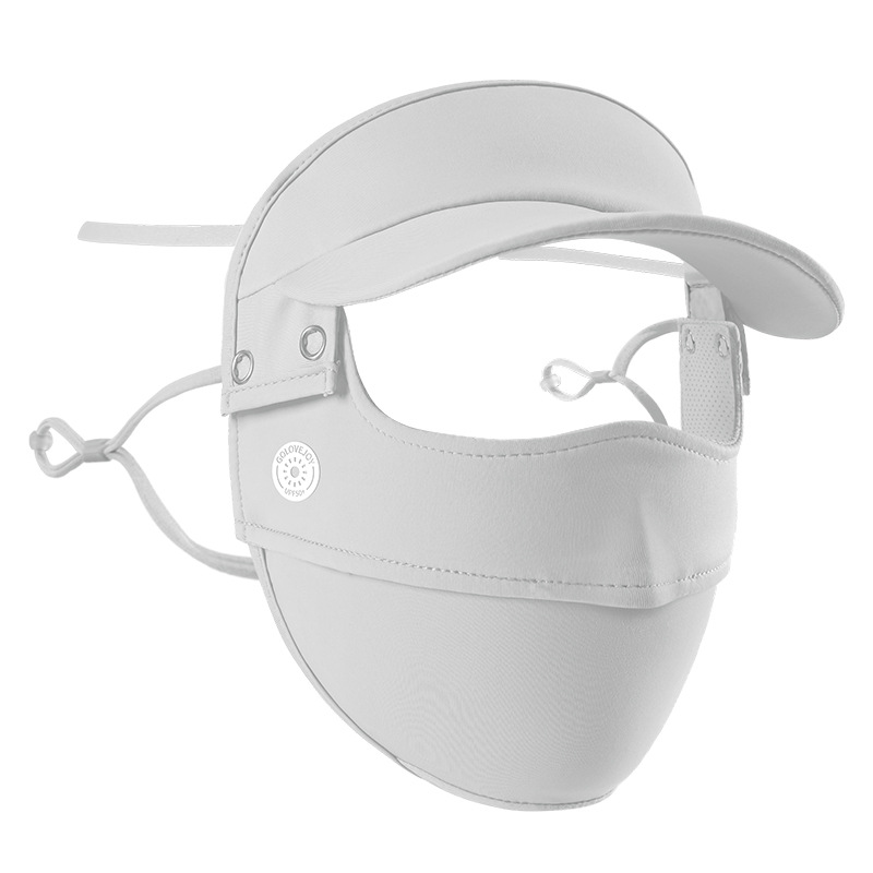 Summer Riding Sunscreen Mask Women's Full Face Sunshade Anti-UV Ice Silk Cool Sunscreen Mask Removable Brim