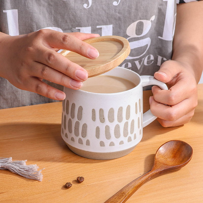 Japanese-style Water Cup Creative Hand-painted Ceramic Mug Home Breakfast Cup Good-looking Crude Pottery Clay Microwave Oven Cup