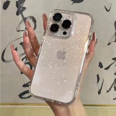 Applicable to iphone15 mobile phone shell transparent fine glitter Apple 14promax protective cover 13 simple all-inclusive 12 soft