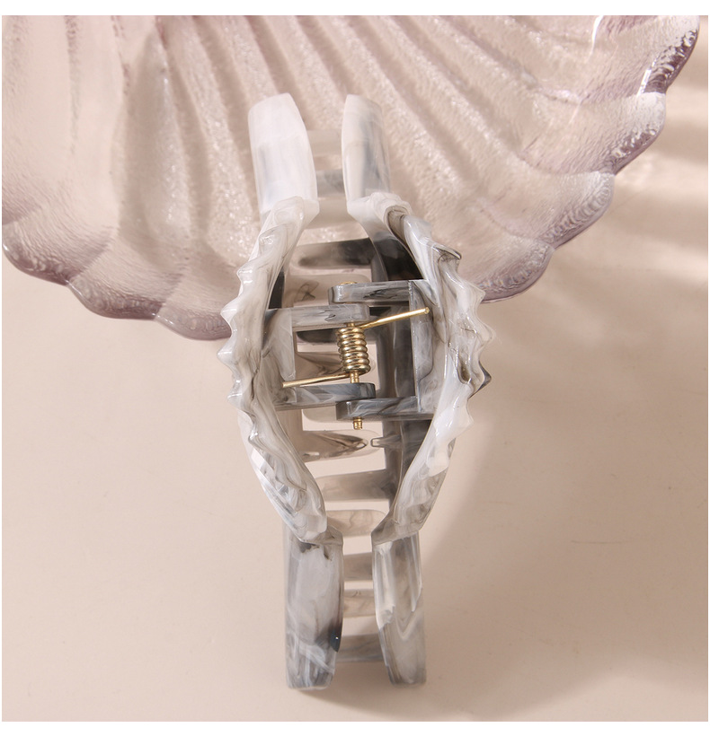 Grenzüberschreitender neuer ABS-Essigsäureschalen-Greifclip Hochwertiger Nischen-Marmor-Rückenkopf-Haifischclip-Kopfbedeckung_voghion.com