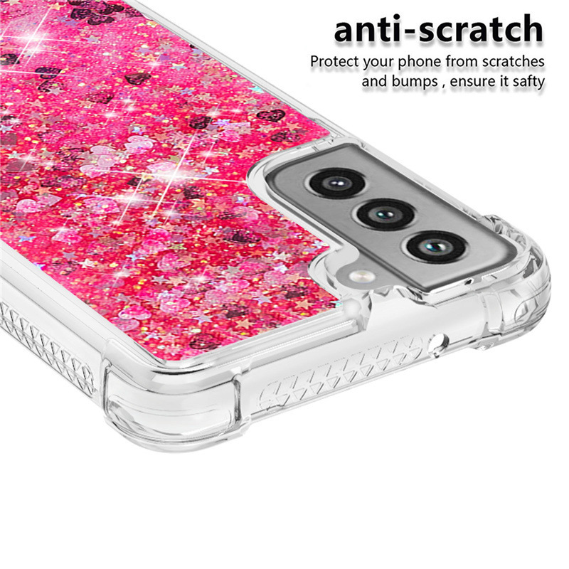 For Samsung S21FE mobile phone case A32 5G anti-fall quicksand small love protective cover NOTE20 a generation of hair