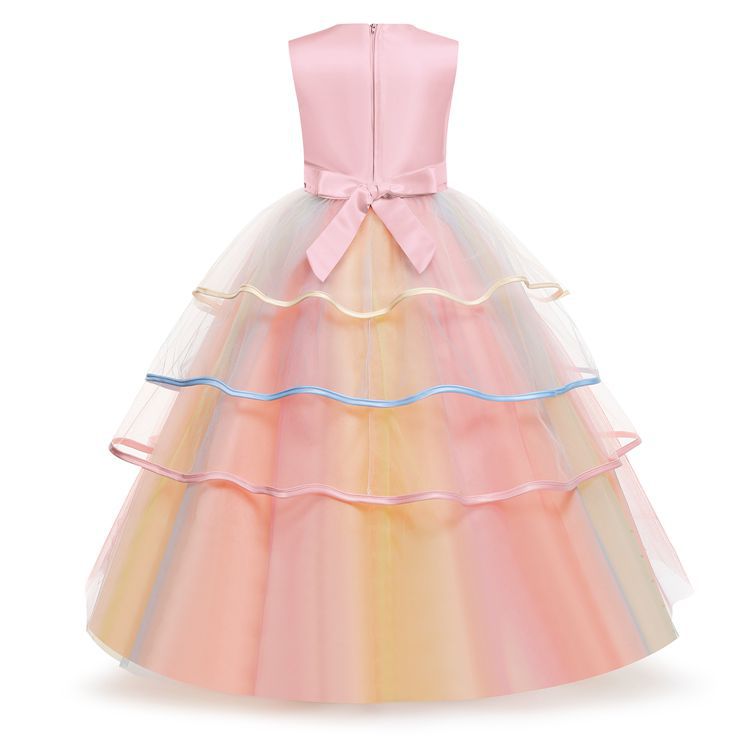 Amazon European and American Cross-border Girl Dress ins Unicorn Princess Dress Long Dress Children's Flower Girl Dress