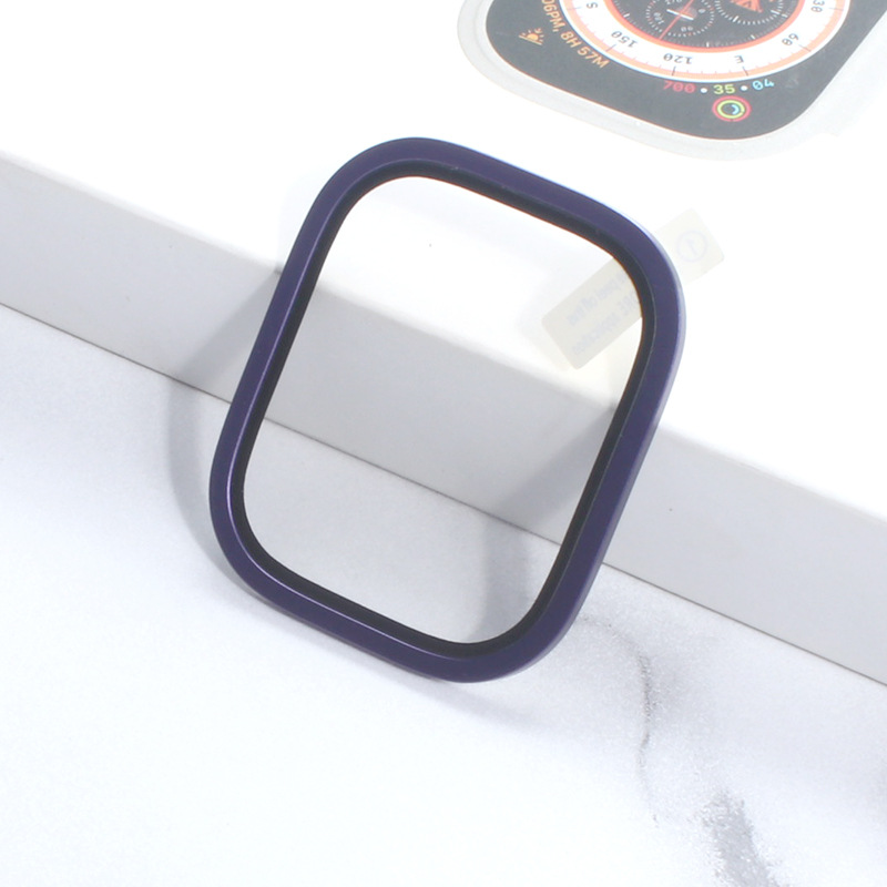 For Apple watch ultra watch Titanium Alloy Frame Tempered Film 49mm Anti-fall Protective Film