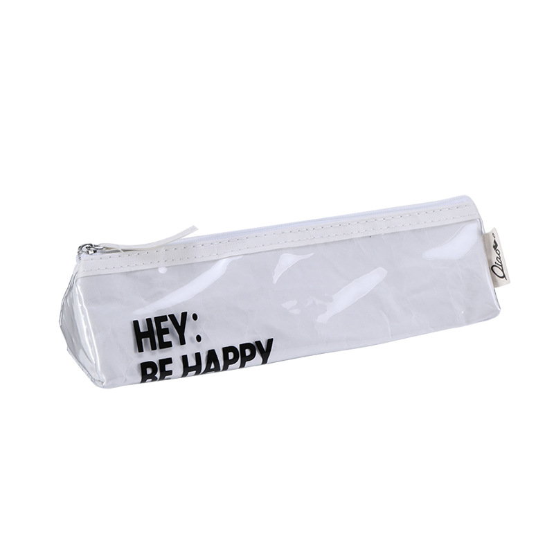 Japanese pencil case high-looking ins niche large capacity stationery bag zipper bag DuPont paper PVC waterproof cosmetic bag
