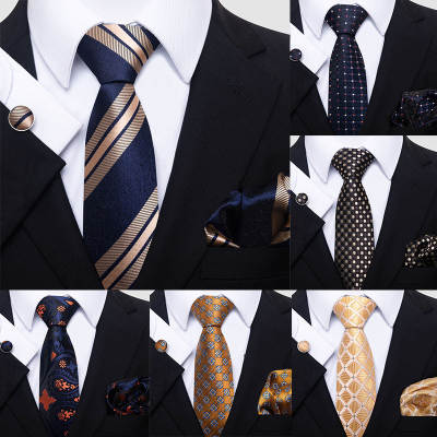 Spot wholesale men's business dress evening tie fashion tie square scarf cufflinks combination set cross-border hot sale