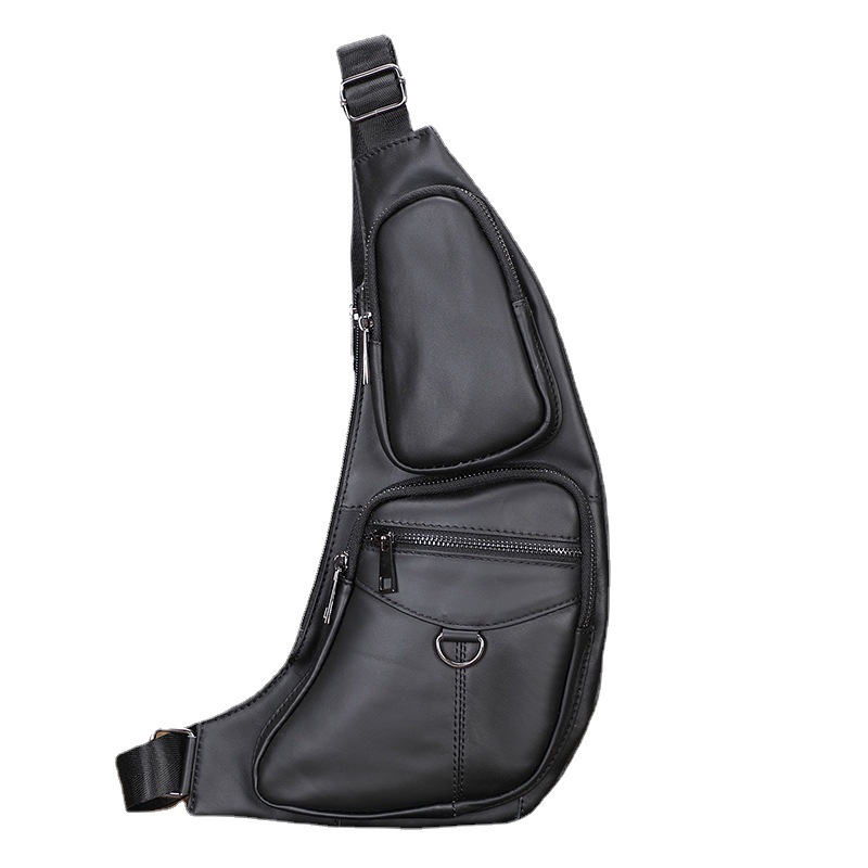 New first layer cowhide men's bag messenger bag single shoulder cross shoulder bag sports cross hanging bag chest bag fashion brand custom