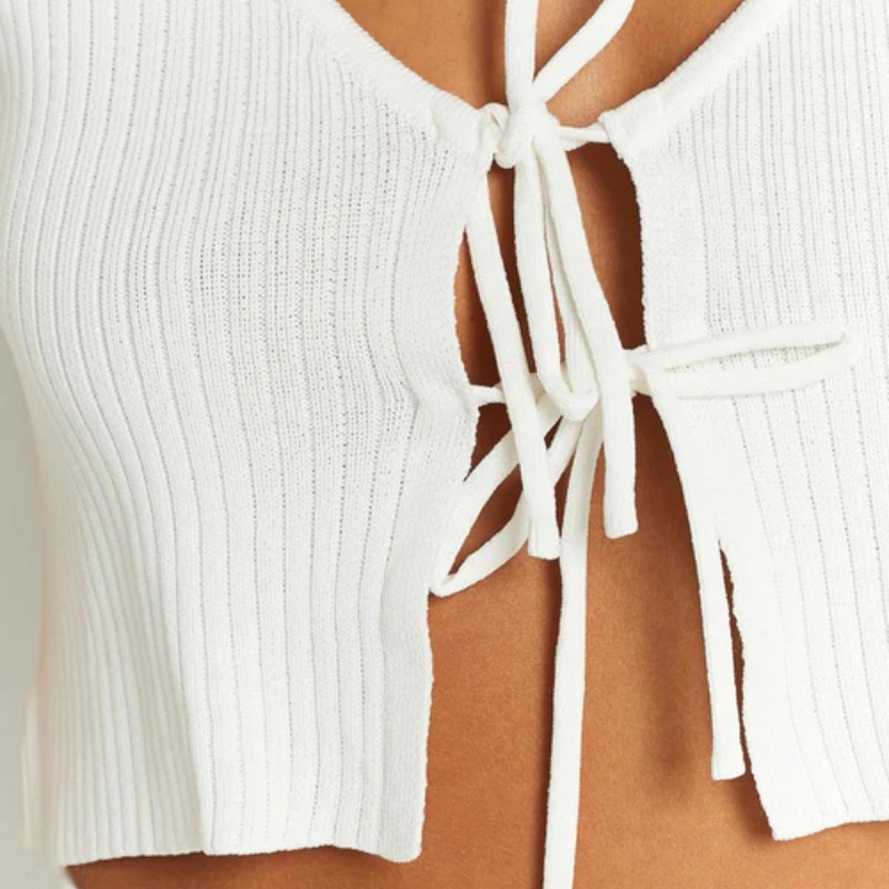 Menodi 2023 Summer New European and American Cross-border Navel Small Vest Knitted Pit Solid Color Strap Hot Girl Women's Top