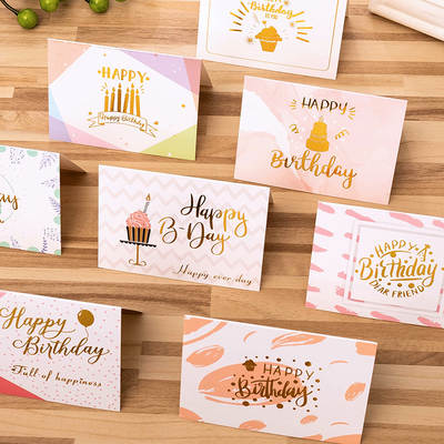 Cross-border source bronzing birthday greeting card flower shop baking shop hand companion gift male and female friends send greeting card small card