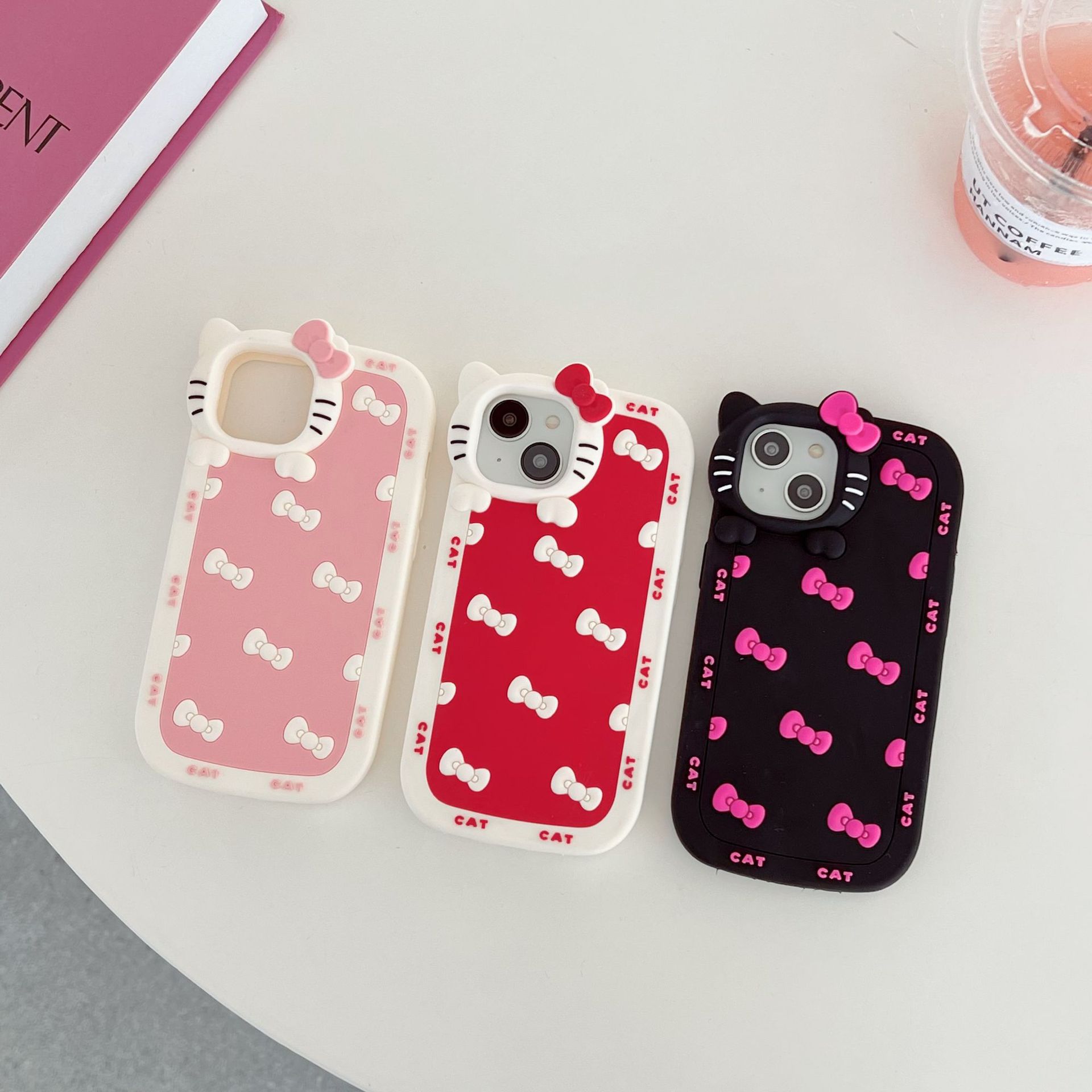 Japanese and Korean Bowknot Lens for Cat iPhone 14Pro max Apple 12 Phone Case 11 Japanese and Korean 1 Silicone