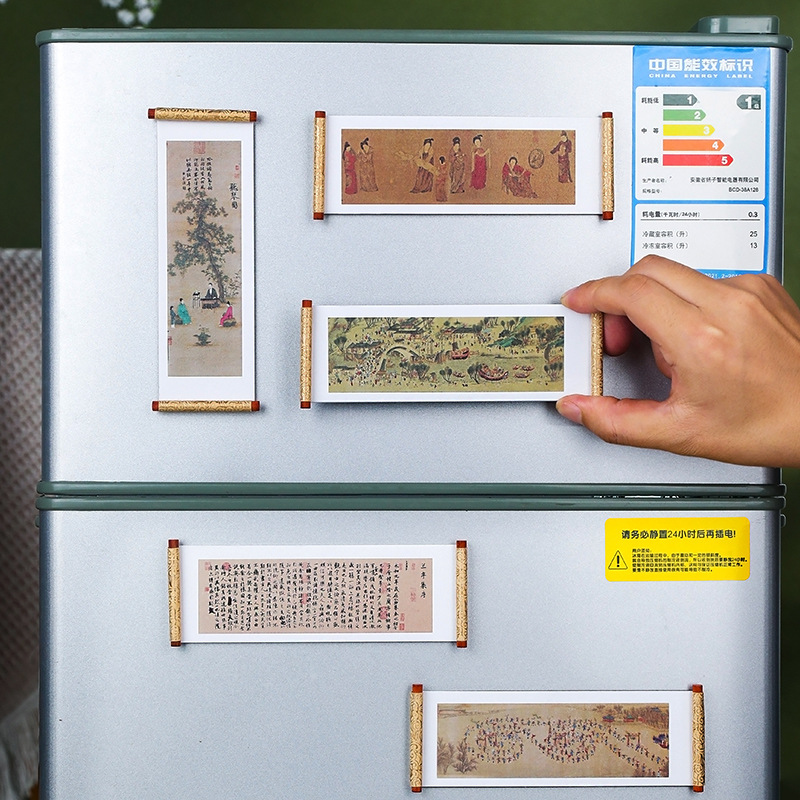 Famous Paintings Series High-end Refrigerator Stickers Qingming Shanghe Figure Thousand Miles Rivers and Mountains Creative Commemorative Gift Magnetic Stickers