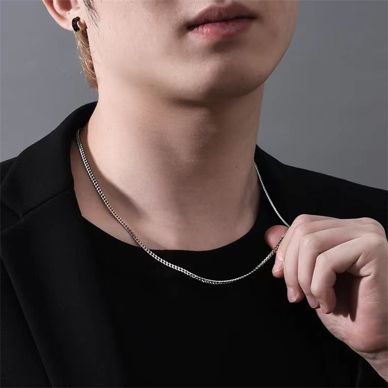 Explosive cross-border S925 sterling silver Cuban chain men's necklace car flower side chain hip hop cold wind clavicle chain women
