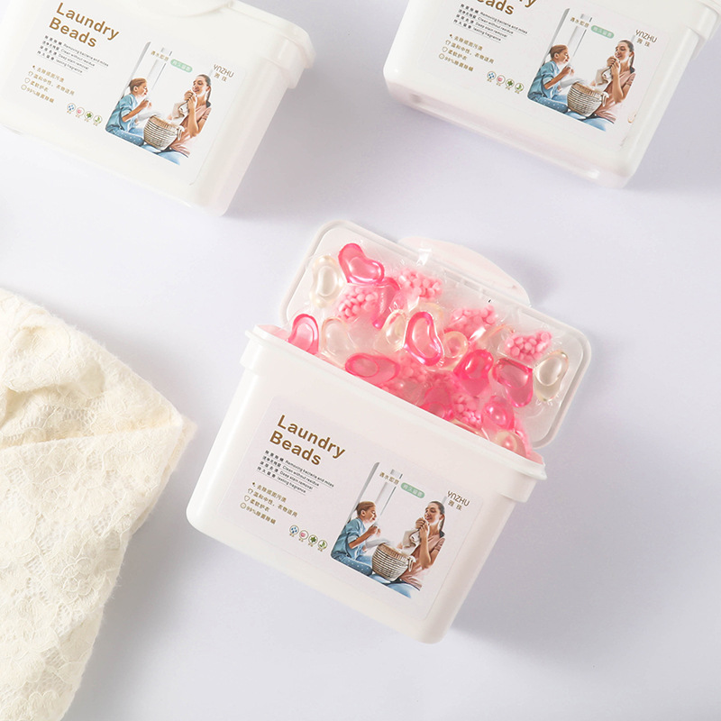 In stock three-in-one boxed laundry gel beads fragrance retention beads long-lasting fragrance retention laundry beads soft anti-mite Multi-Effect laundry detergent