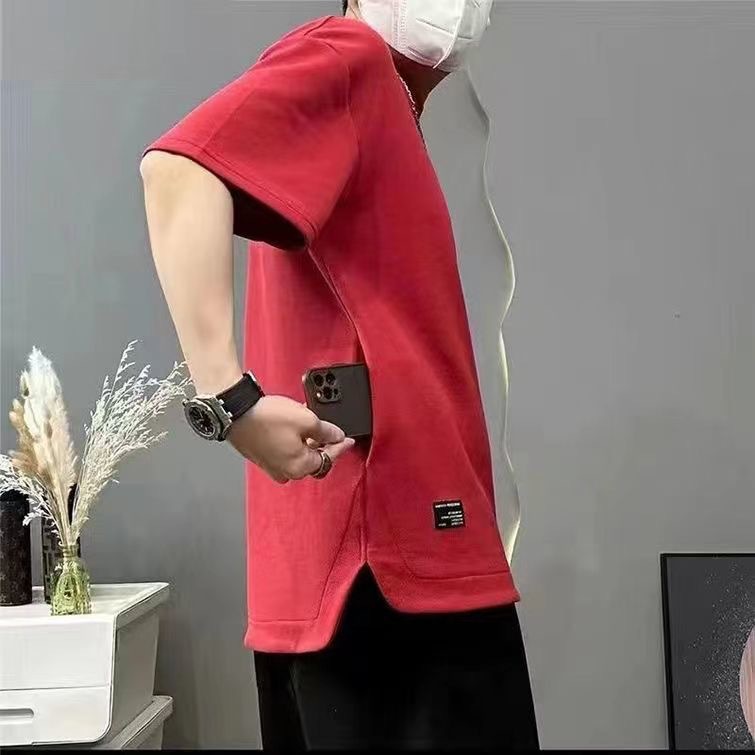 Hidden Pocket Half Sleeve Top Cool Breathable Men's Short Sleeve Round Neck Summer Fashionable Loose plus size T-Shirt