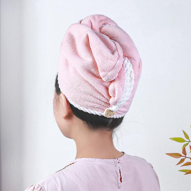 Coral velvet hair towel dry hair hat women thickened super absorbent quick-drying shower cap double-layer dry hair towel wholesale