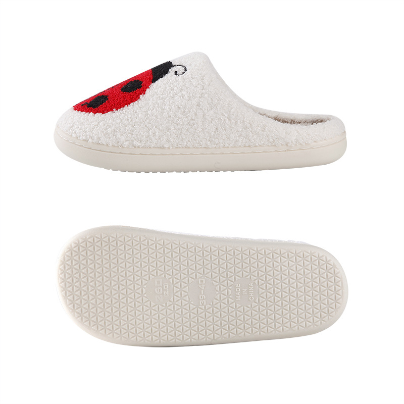 New home beetle warm winter cotton slippers couple men and women thick bottom soft sole shoes thickened non-slip cute card