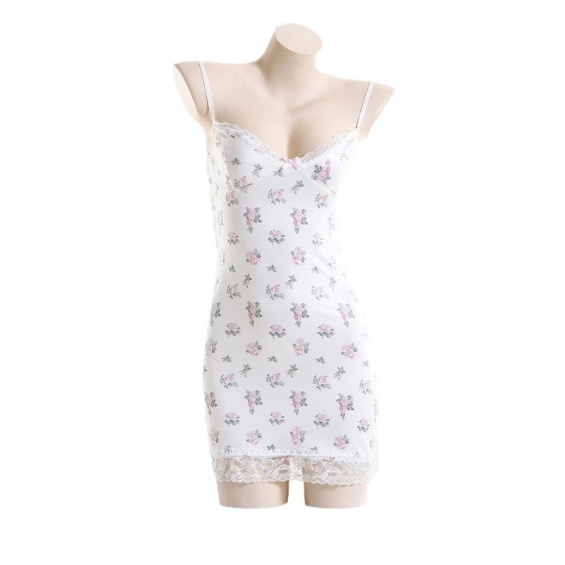 Sexy lingerie small floral contrast color lace stitching sexy low-cut pure desire style sling sheath sexy pure desire style_voghion.com