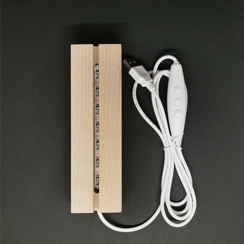 Solid Wood luminous base 3d night light acrylic luminous base led solid wood lamp holder usb plug bottom lamp holder spot