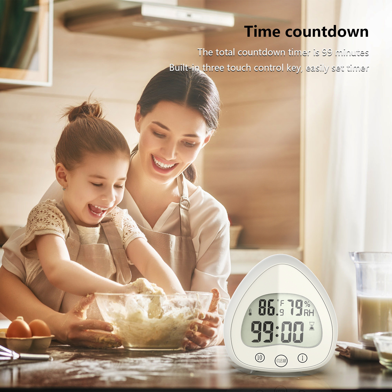 Cross-border mute waterproof bathroom electronic wall clock anti-fog suction cup countdown temperature and humidity sensor digital alarm clock