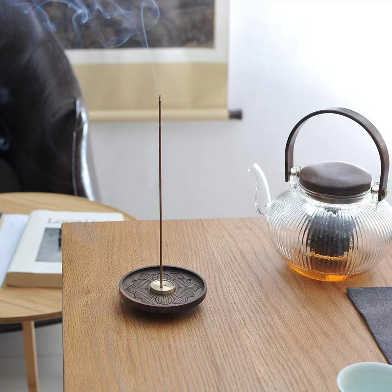 Wooden incense burner incense holder multi-aperture incense holder metal incense plate stand Zen incense holder incense burner indoor agarwood sandalwood incense