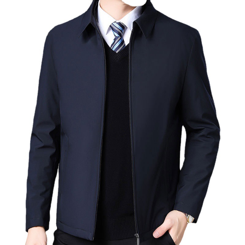 Middle-aged Jacket Men's Loose Coat Spring and Autumn Casual Top Large Size Dad's Business Men's Coat