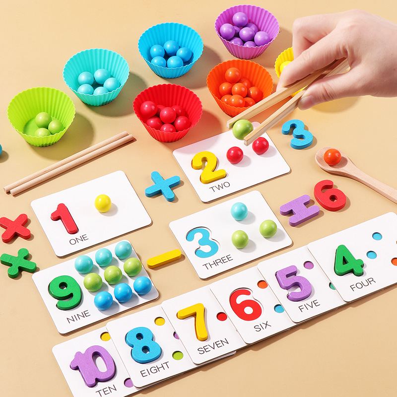 Montessori Math Early Education Aware Baby's Educational Clip Beads Digital Cognitive Matching Puzzle Children's Fine Action Toys
