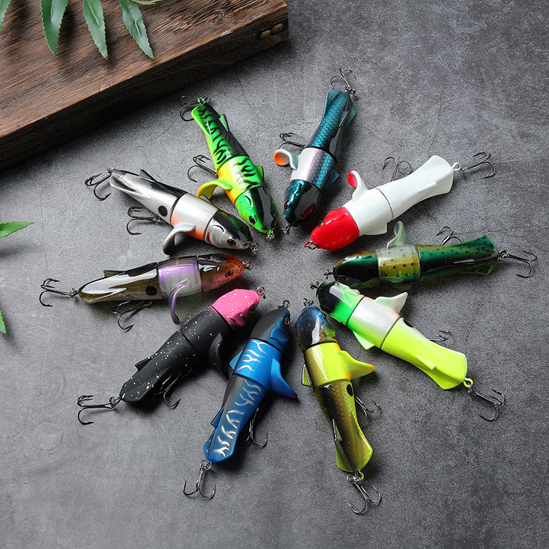 New three-section propeller surface tractor hard bait 11cm/24g floating pencil plastic Luya bionic fishing bait