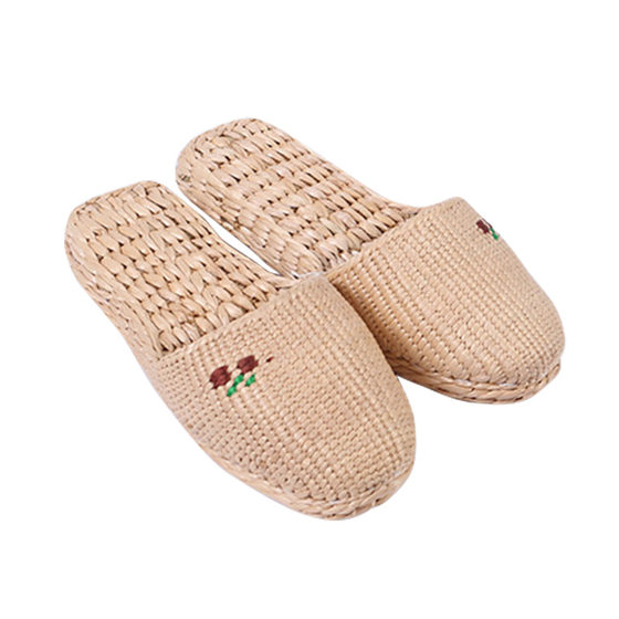 Handmade cattail sandals for men and women home slippers non-slip cotton linen walking sandals indoor floor sandals