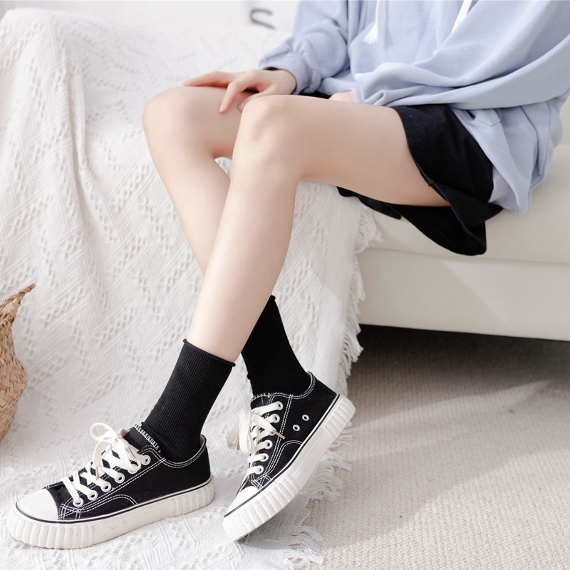 Autumn and winter milk brown vertical stripes brushed pile socks 2023 New ins trendy lazy all-match slimming mid-calf length socks