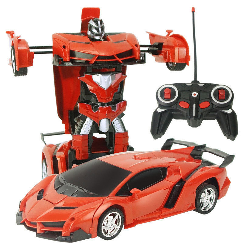 One-key remote control deformation car RC rechargeable electric racing car model police car children's remote control car sports car boy toy car