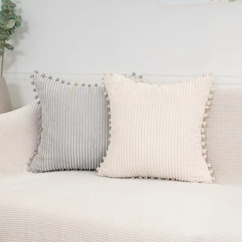 ins Nordic style home fabric model room sofa pillowcase straight corduroy thick back cushion cover