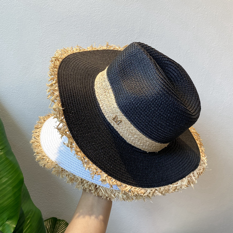 British retro Panama brim straw hat female spring and summer sun protection Jazz hat travel beach vacation hat