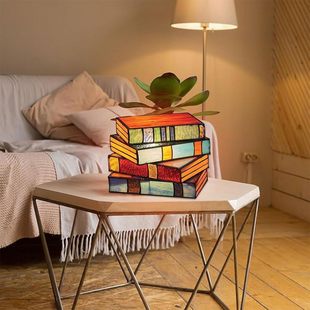 Cross-border Stained Glass Stacked Books Lamp Stained Glass stack Lamp resin table Lamp