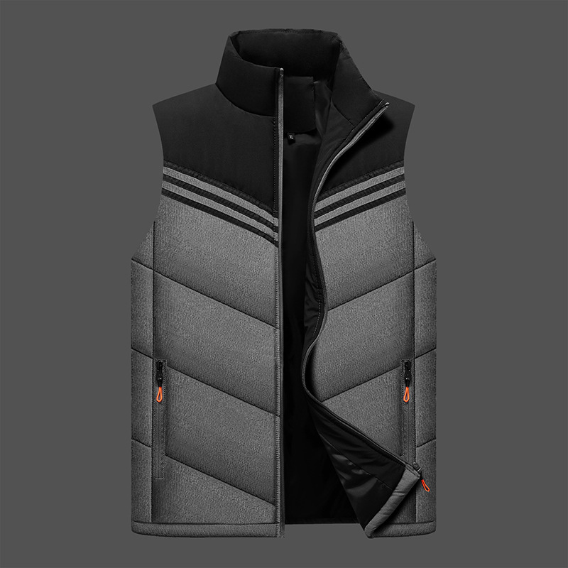 Cross-mirror down cotton men's vest middle-aged and elderly stand collar waistcoat autumn and winter cotton vest cotton coat