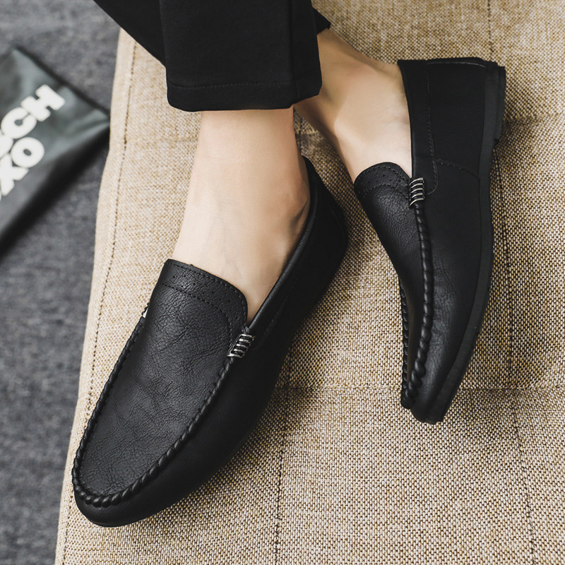 Breathable Spirit Men's Casual Internet Popular Men's Business Soft Leather Men's Shoes Leather Top Simple Style Lefu Shoes Fashion