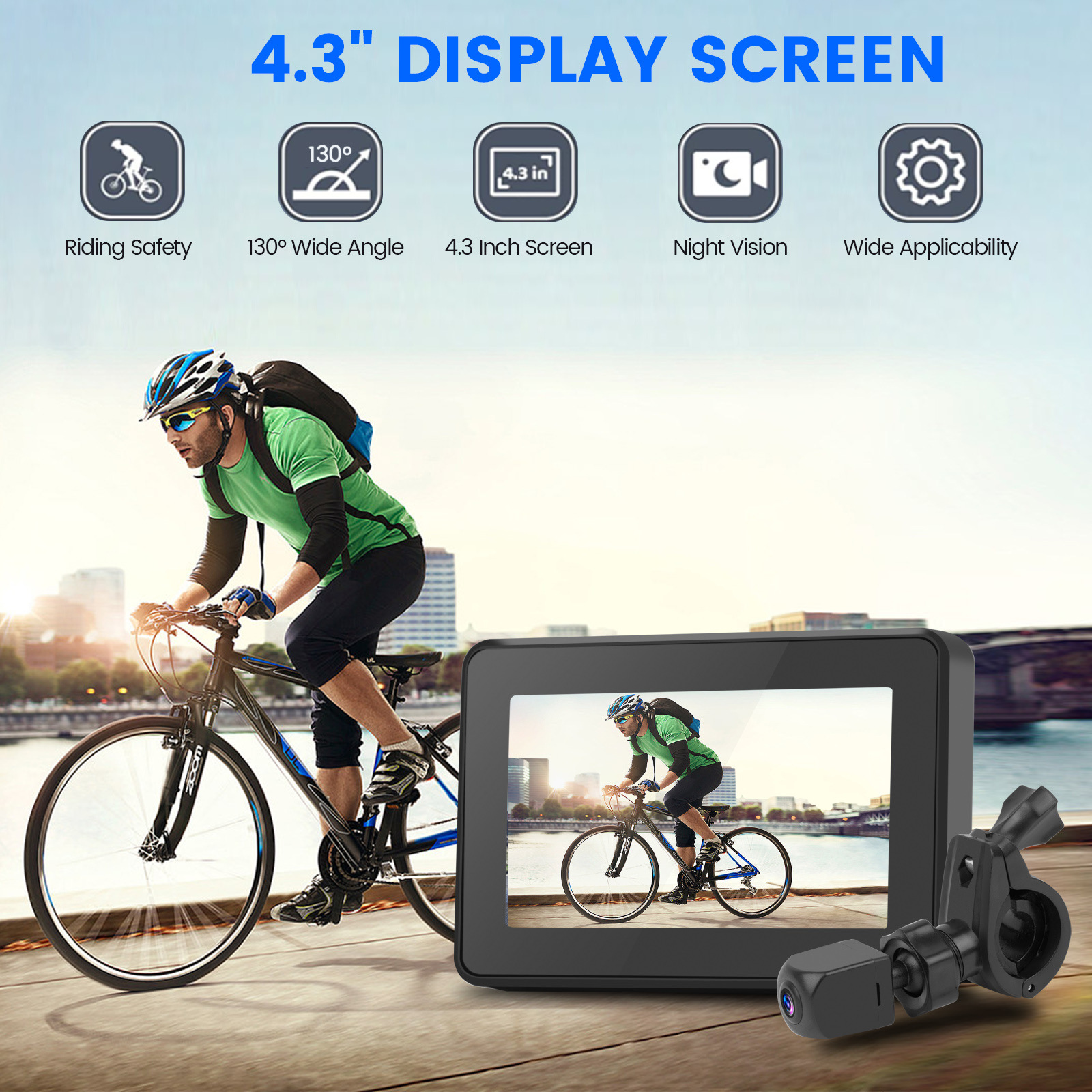Electric bicycle riding mountain bike rearview mirror HD night vision camera reversing riding electric car Universal